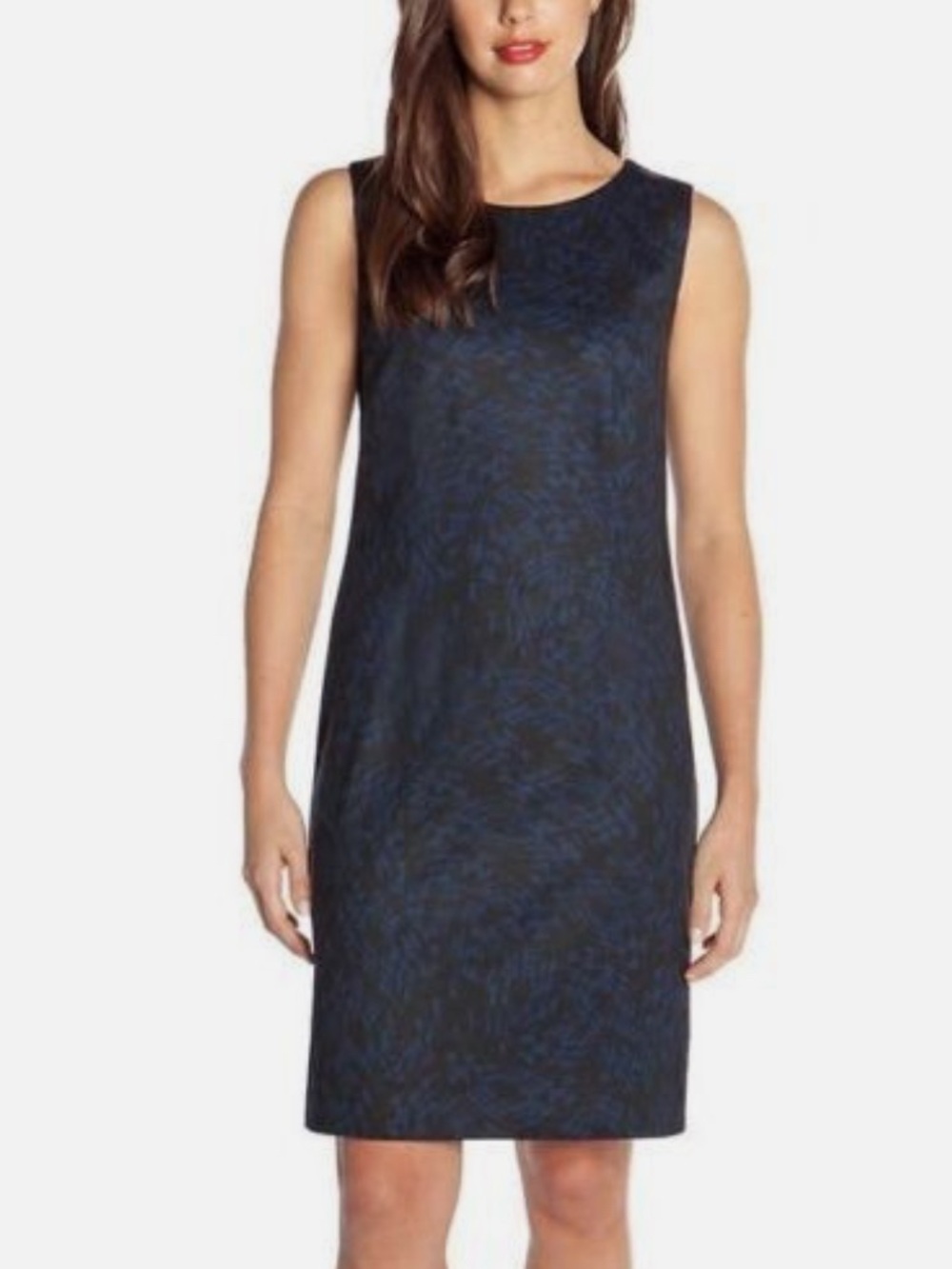 Mario Serrani Navy & Black Textured Sheath Dress | XL | Sleeveless Career Dress